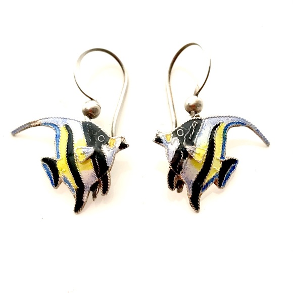Jewelry - Vintage Enamel Angel Fish Earrings